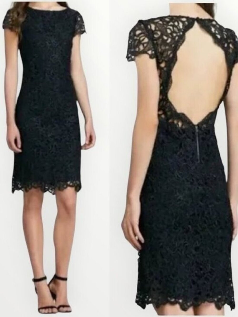 🛍 Alice + Olivia Clover Lace Open Back Dress Black Size 6